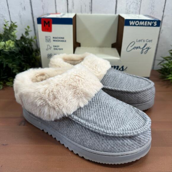 Dearfoams Women’s Memory Foam Grey Slippers Size M (7-8) - Picture 2 of 5